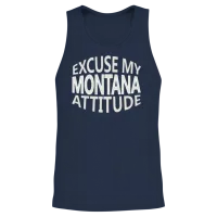 Excuse My Montana Attitude Funny State Pride Unisex Tank Top - Navy – 2