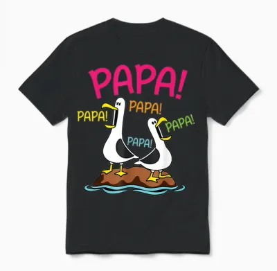 Papa Mouette Drôle Design Oiseaux Marins Humour Papa Unisex T-Shirt - Black