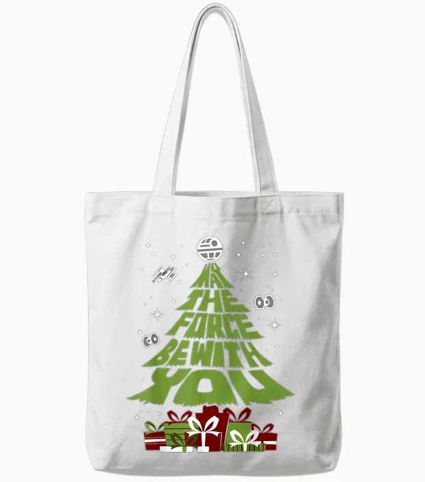 Star Wars May the Force Be with You Christmas Tree Tote Bags in White