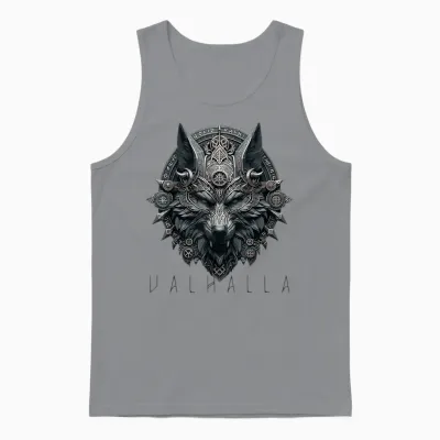 Valhalla Odin Runes Norse Wolf Mask Viking Compass Man Woman Unisex Tank Top - Sport Grey