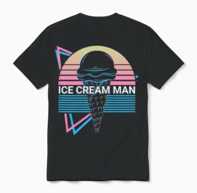 Ice Cream Retro Unisex T-Shirt - Black