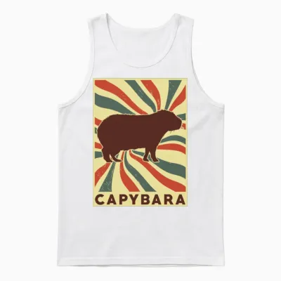 Capybara Retro Vintage Unisex Tank Top - White