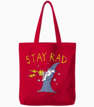 Funny Stay Rad Wizard Tote Bags - Red