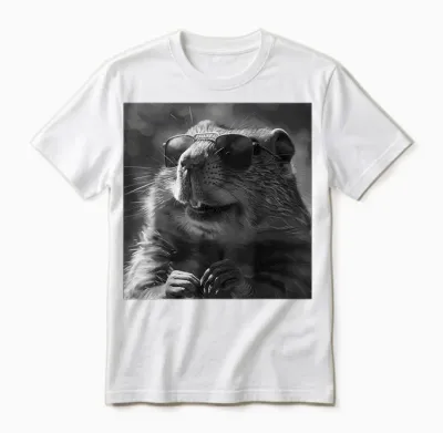 Groundhog Cheekily Laughs, Funny Animal, Groundhog Funny T-Shirt, Black, S Unisex T-Shirt - White