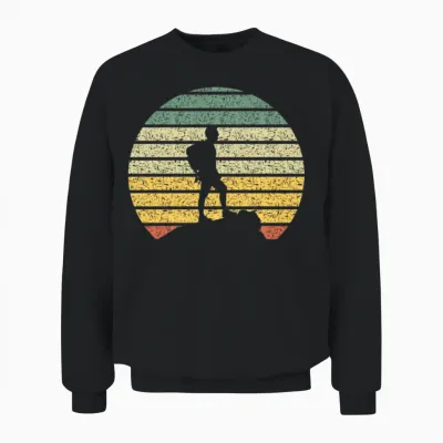 Hiking Silhouette Vintage Unisex Sweatshirt - Black