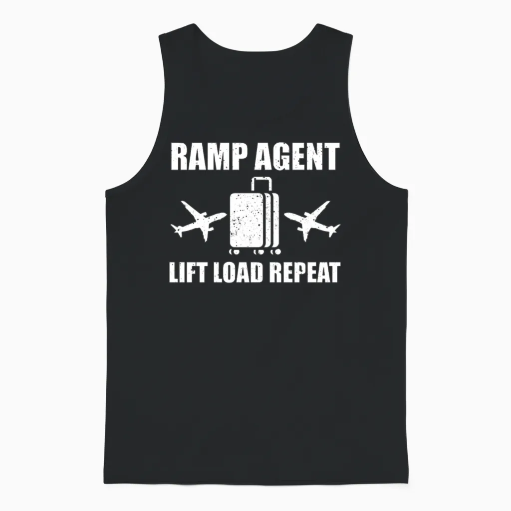 Funny Ramp Agent Quote Aircraft Service Unisex Tank Top in Black