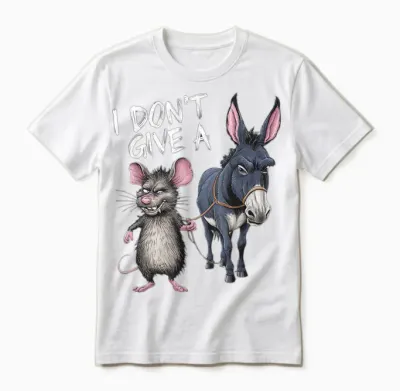 I Don't Give a Rats Ass Mouse & Donkey Funny Unisex T-Shirt - White