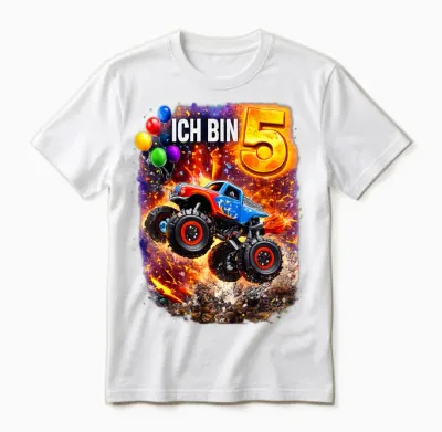 Ich Bin 5 Monstertruck Geburtstag Unisex T-Shirt - White