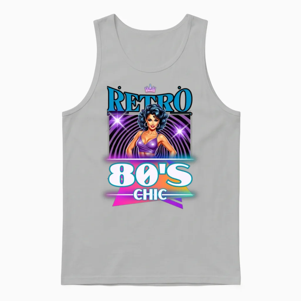 Retro 80's Chic Star Gd Unisex Tank Top in Ash