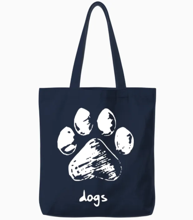 Dog Paw - Dogs Lovers Tote Bags in Navy