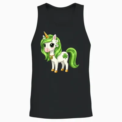 Adorable Unicorn Clover for St. Patrick's Day Unisex Tank Top - Black