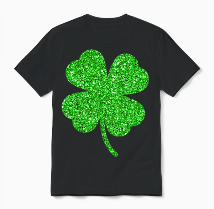 Irische Kleeblätter St. Patrick’s Day Langarmshirt Unisex T-Shirt in Black