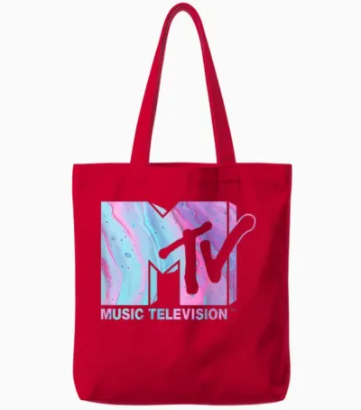 Mademark X Mtv - Mtv Logo Pink Blue Fluid Tote Bags - Red