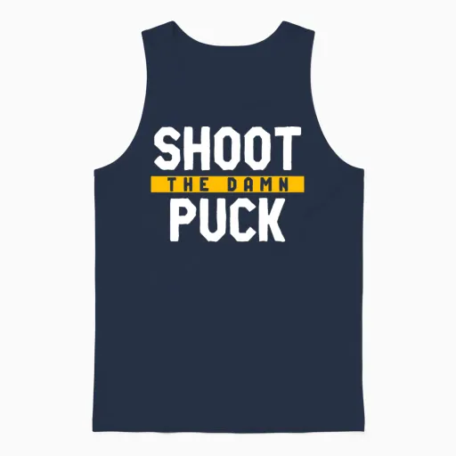 Shoot the Damn Puck - Hockey Unisex Tank Top in Navy