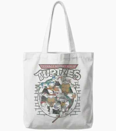Tmnt Ninja Turtles Action Shot All Characters Tote Bags - White