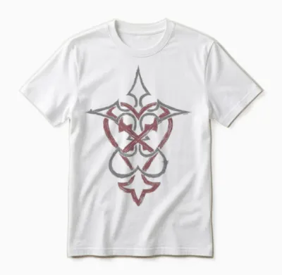 Disney Kingdom Hearts Mixed Crossed Key Dual Tone Logo Unisex T-Shirt - White