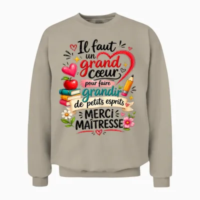 School Teacher Gift End of Year Heart Merci Original Unisex Sweatshirt - Sand