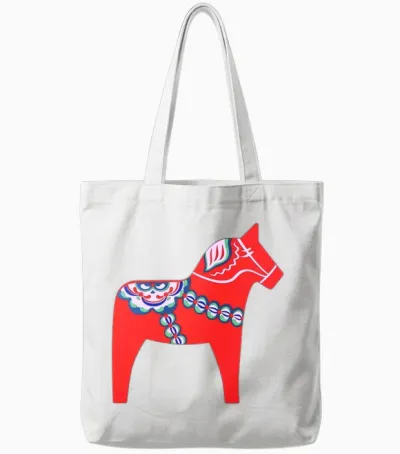 Dalarna Horse Tote Bags - White