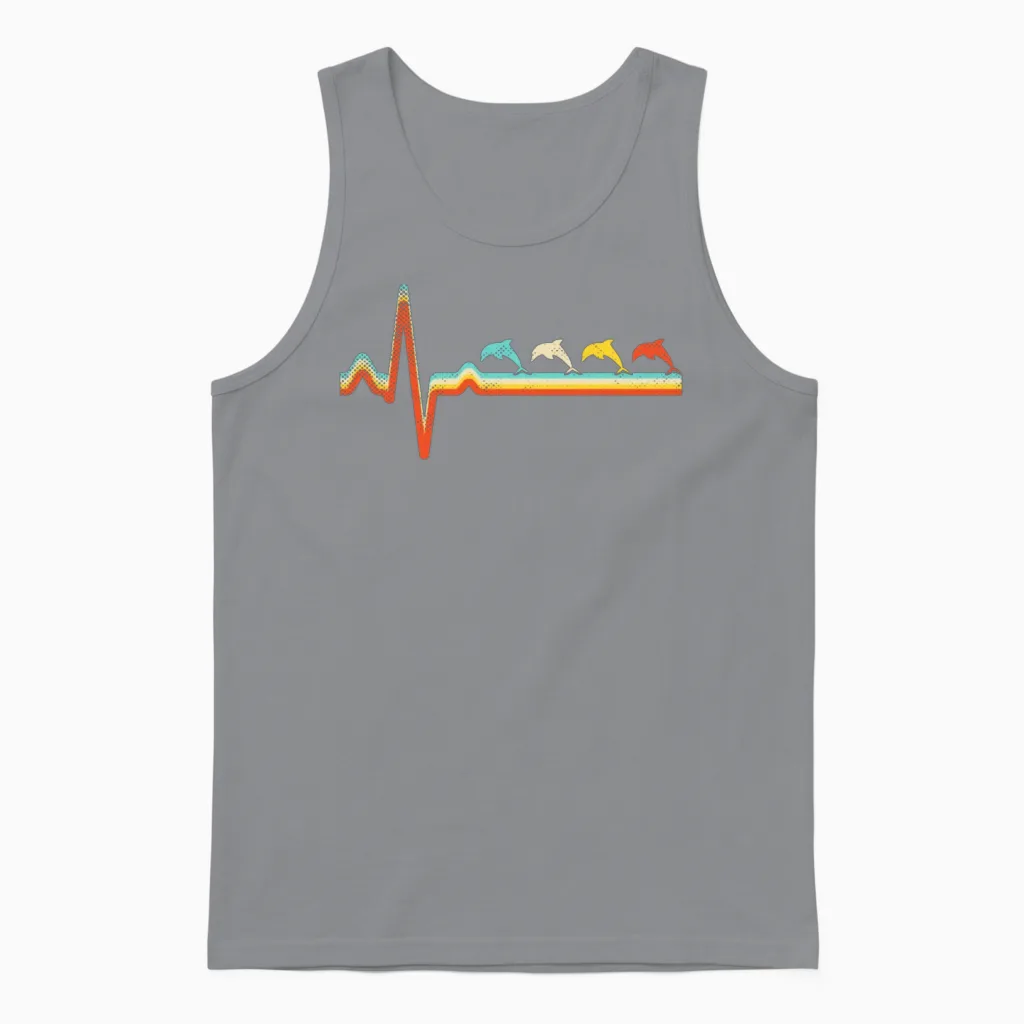 Dolphin Retro Unisex Tank Top in Sport Grey