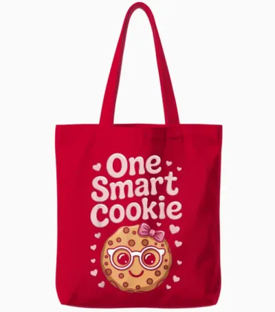 One Smart Cookie Funny Chocolate Chip Cookie Tote Bags - Red