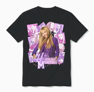 Disney Hannah Montana Epic Iconic Collage Big Chest Unisex T-Shirt - Black