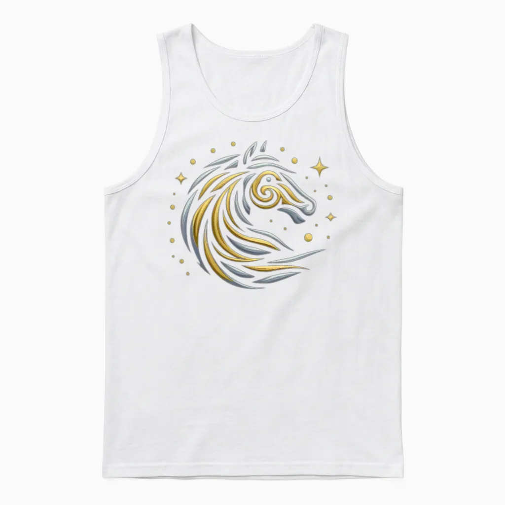 Celestial Horse Glyph Lovers Gift Unisex Tank Top in White