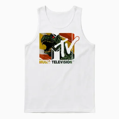 Mademark X Mtv - Mtv Logo Monster Will Eat You Vintage Graphic Men & Women Unisex Tank Top - White