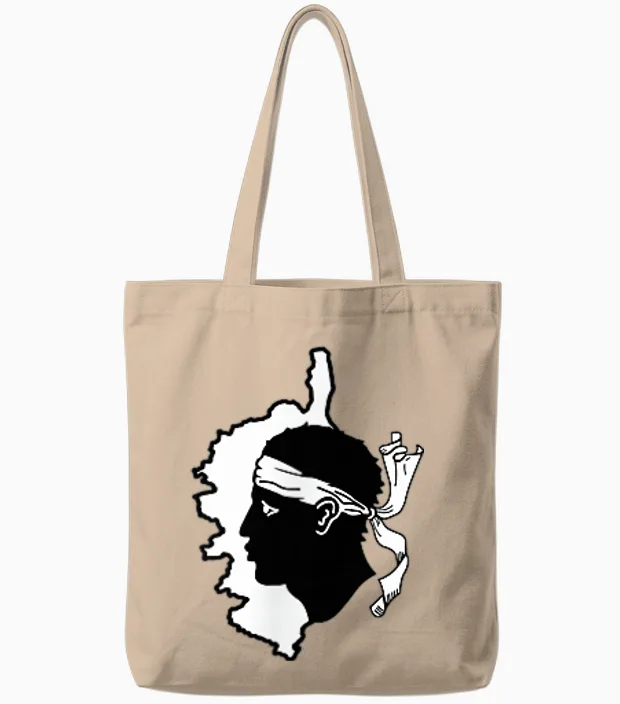 Corsica on the Heart - Head De Maure T-Shirt, Blue Tote Bags in Natural