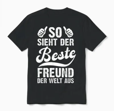 T-Shirt with German Text "so Sieht Der Beste Freund Der Welt Aus Lustig Freundschaft", Black Unisex T-Shirt - Black