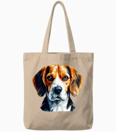 Geometric Beagle Polygon Art Design Tote Bags - Natural