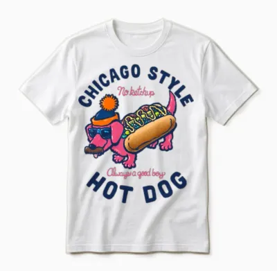 Da Chicago Dog with Text Unisex T-Shirt - White
