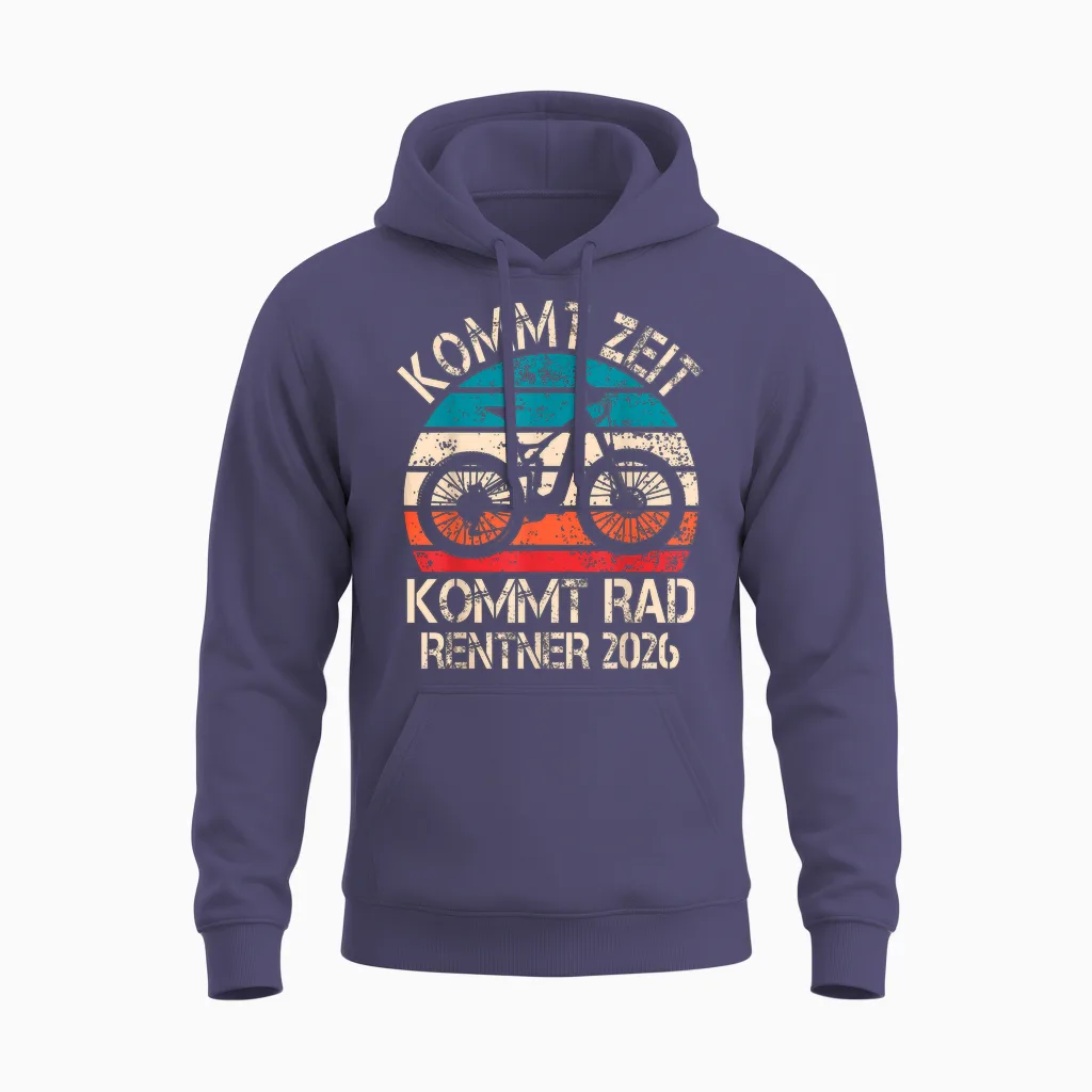 Rentner 2026 Spruch Fahrrad Ebike Rente Ruhestand Radfahrer Unisex Hoodie in Heather Sport Dark Navy