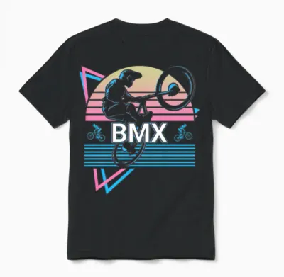 Bmx Biker Biking Retro Unisex T-Shirt - Black