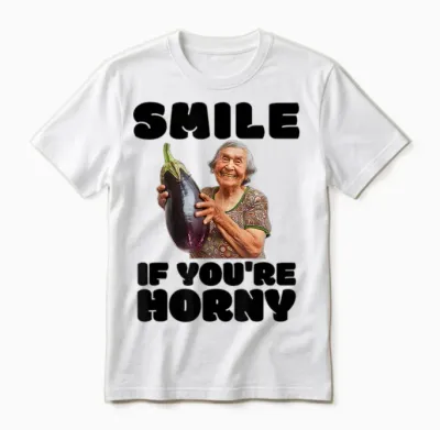 Lustige Geile Aubergine Old Lady Unappropriate Peinlich Unisex T-Shirt - White