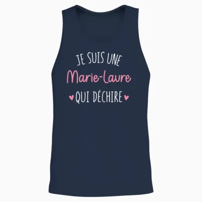 Personalised Women's Gift Name Marie-Laure Qui Déchire Unisex Tank Top - Navy