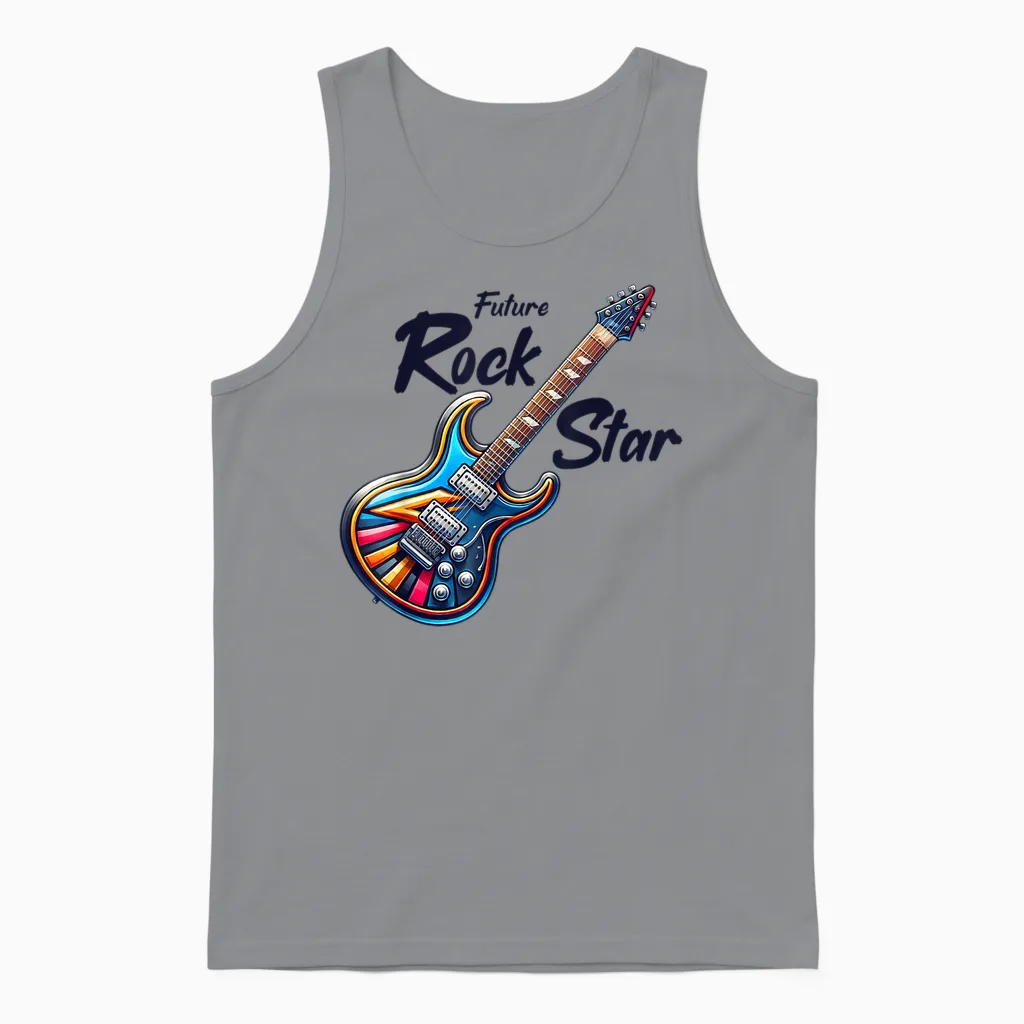 Future Rock Star, Guitar Band, Funny Rock, Girls Boys Kids T-Shirt, Grey, S Unisex Tank Top in Sport Grey