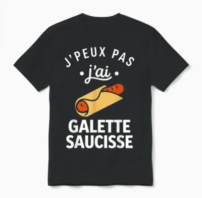 Nourriture Citation Humour J'peux Pas J'ai Galette Saucisse Unisex T-Shirt - Black