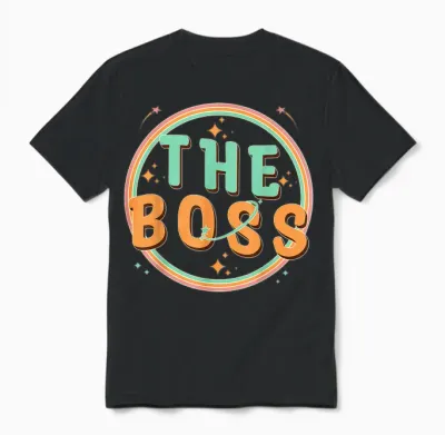 The Boss - the Real Boss - Funny Couple Groovy Matching T-Shirt, Black, S Unisex T-Shirt - Black