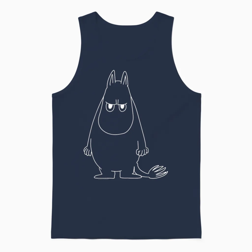 Moomin Angry Moomintroll T-Shirt, Black Unisex Tank Top in Navy