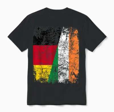 Irland Deutschland Flagge | Damen Herren Kinder | Irland Unisex T-Shirt - Black