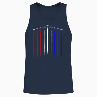 B-2 Bomber Squadron Contrails American Flag B2 Unisex Tank Top - Navy