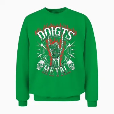Finger Metal Gift Heavy Ultra Hardrock Vomit Humor Unisex Sweatshirt - Irish Green