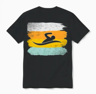 Swimming Retro Unisex T-Shirt - Black