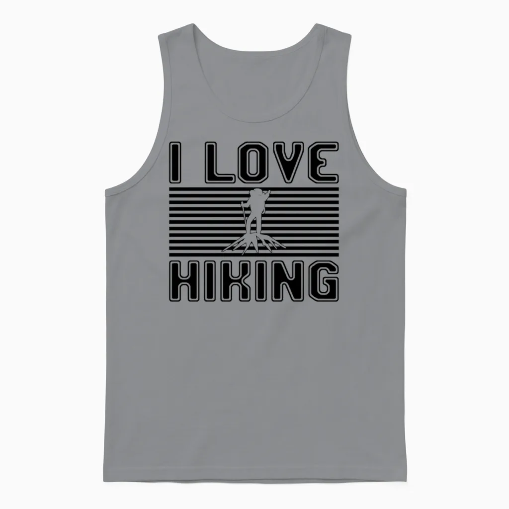 I Love Hiking & Outdoors Unisex Tank Top in Sport Grey