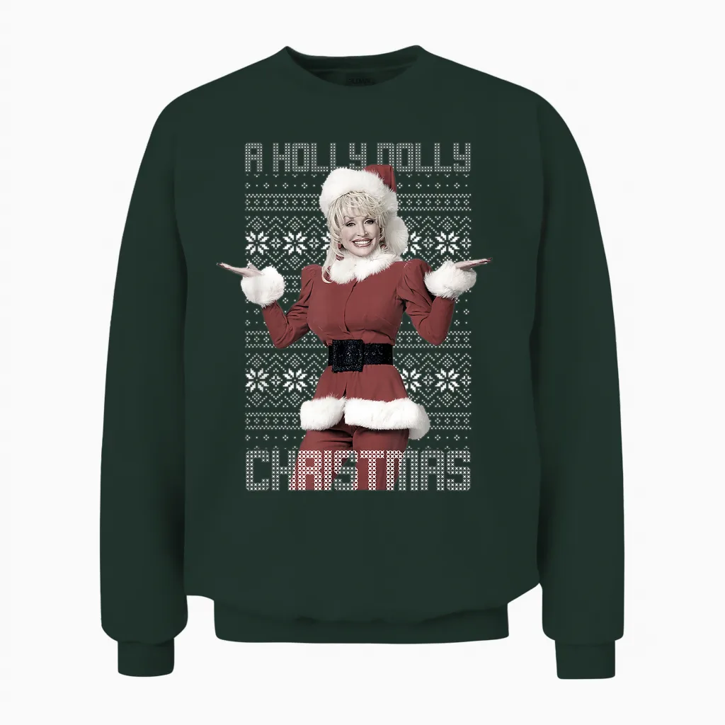 Dolly Parton Christmas Unisex Sweatshirt in Forest