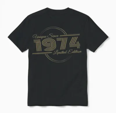 Uniquely Retro Since Vintage 1974 Unisex T-Shirt - Black