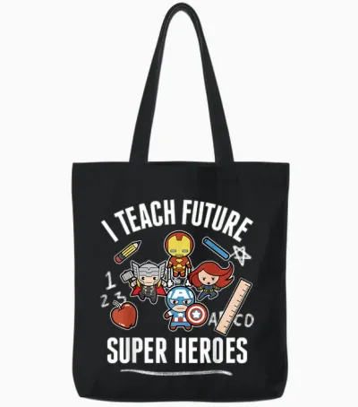 Marvel Avengers Classic I Teach Super Heroes Graphic Tote Bags - Black