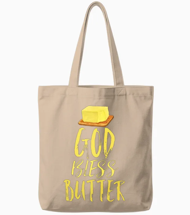 Butter Saying Funny Tote Bags in Natural