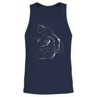 Pug Face Pug Dog Silhouette Cute Pug Lineart Mops Unisex Tank Top - Navy – 2