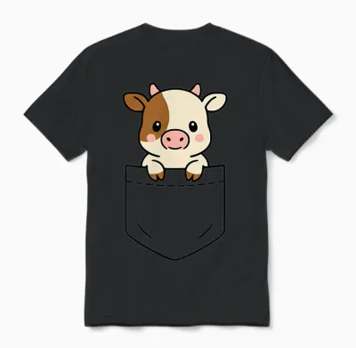 Adorable Bébé Vache De Poche Vache Drôle Vache Animal De La Ferme Unisex T-Shirt - Black
